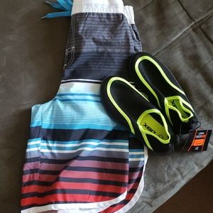 Boys swim trunks & swim shoes